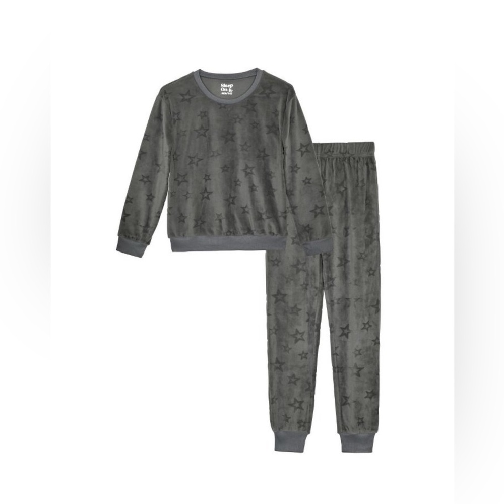 💫 Sleep on it velour sleep set toddler size 3T dark grey with star imprint.